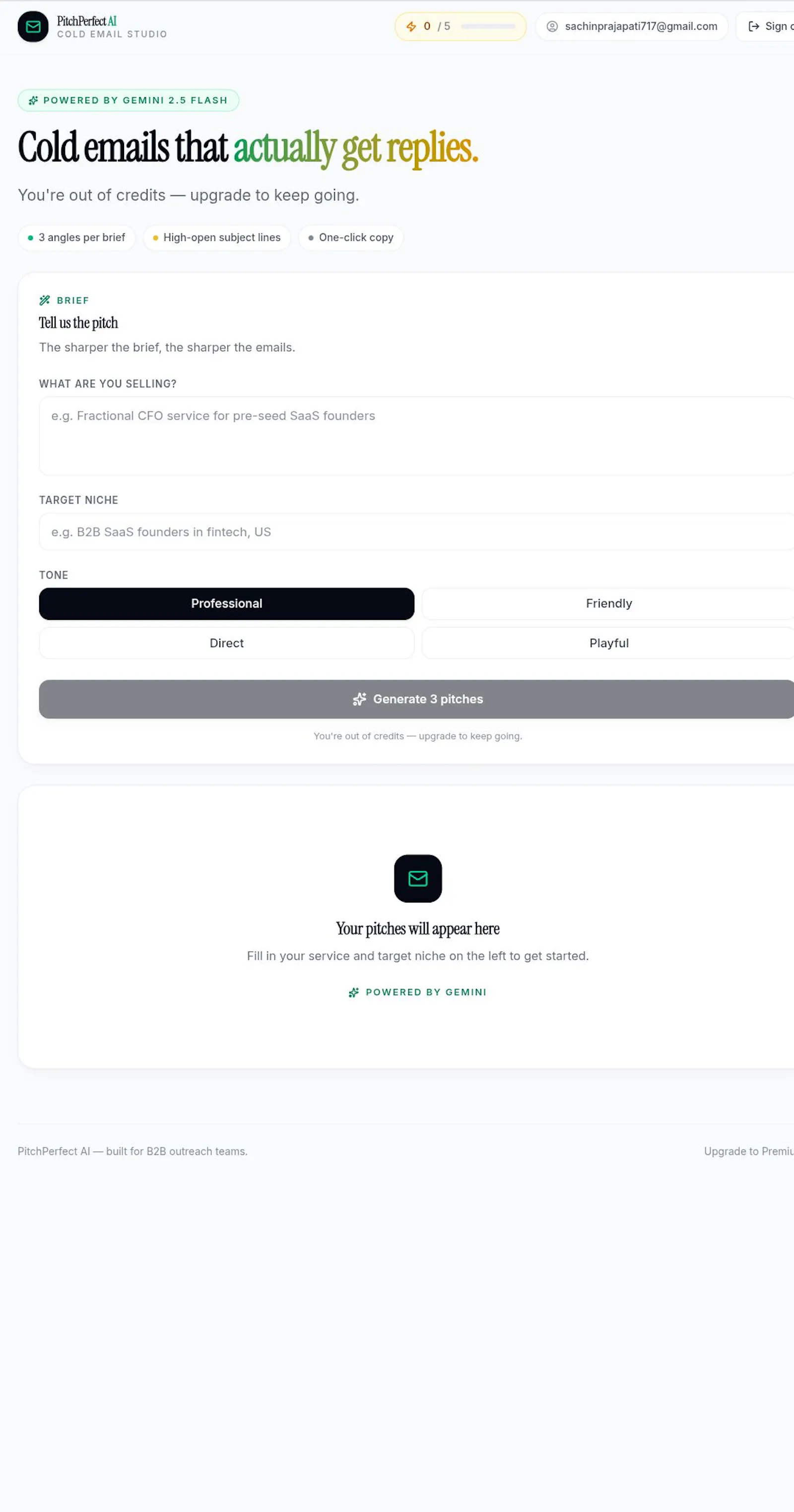Cold emails generation Ai tool  screenshot 3