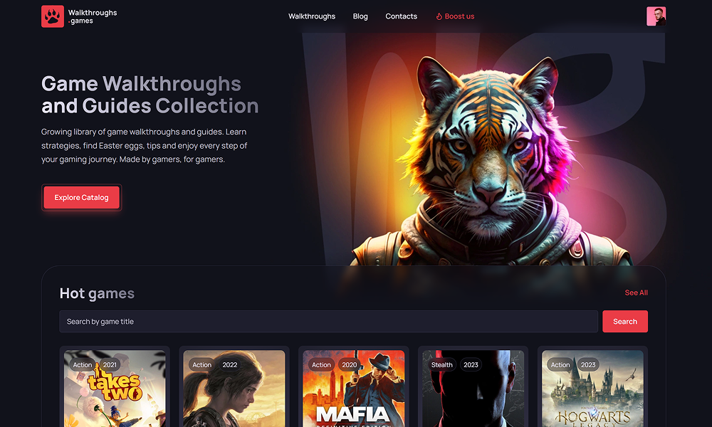 Walkthroughs Games - Main product screenshot demonstrating key features and user interface