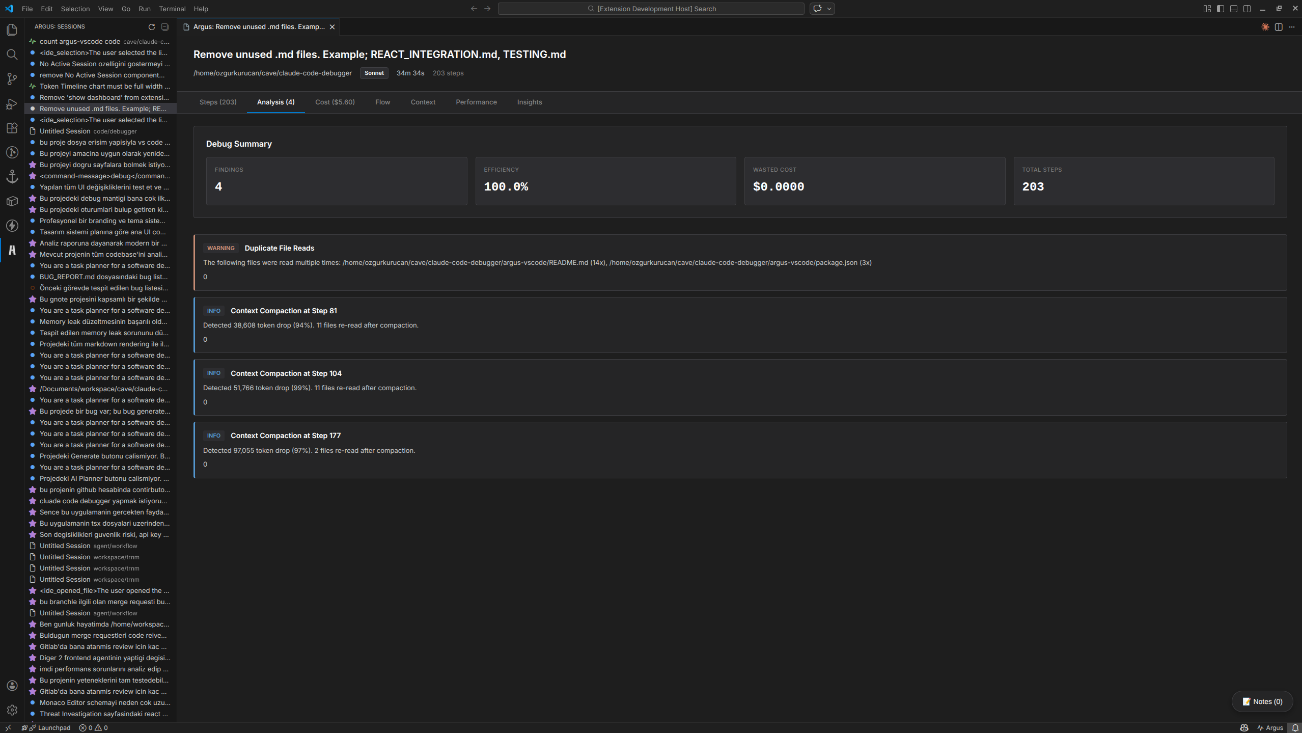Argus - Claude Code Debugger & Analyzer - Screenshot 2 showing product features and functionality