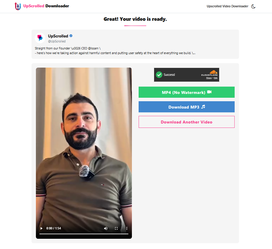 UpScrolled Downloader - Screenshot 2 showing product features and functionality