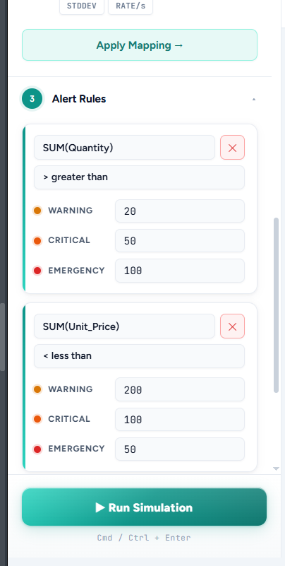 ThresholdIQ Excel KPI's Alert Simulator - Screenshot 4 showing product features and functionality