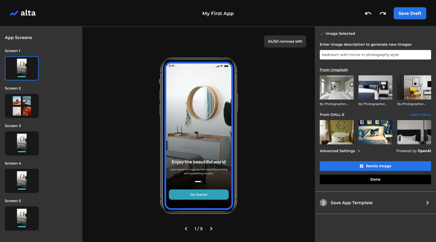Alta - Costruisci un modello di app mobile in pochi minuti utilizzando AI generativo media 4