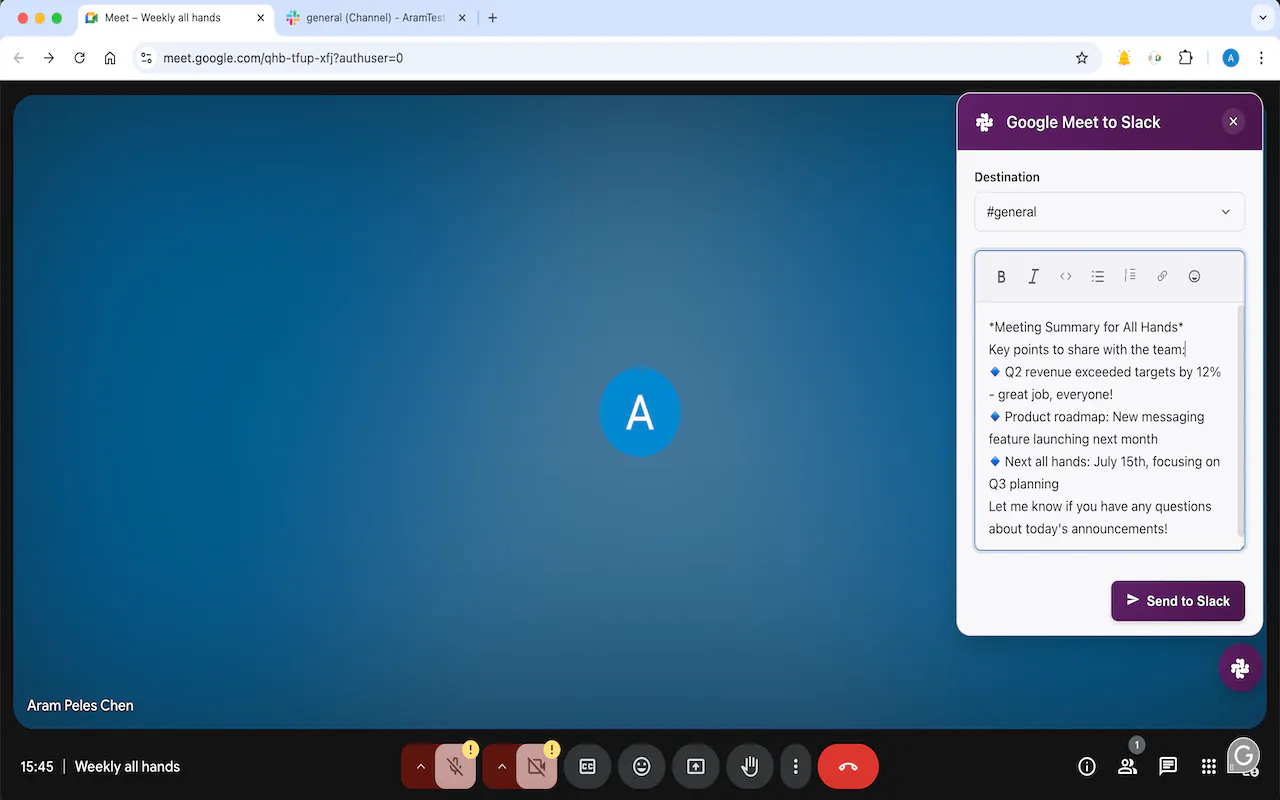 Google Meet to Slack gallery image