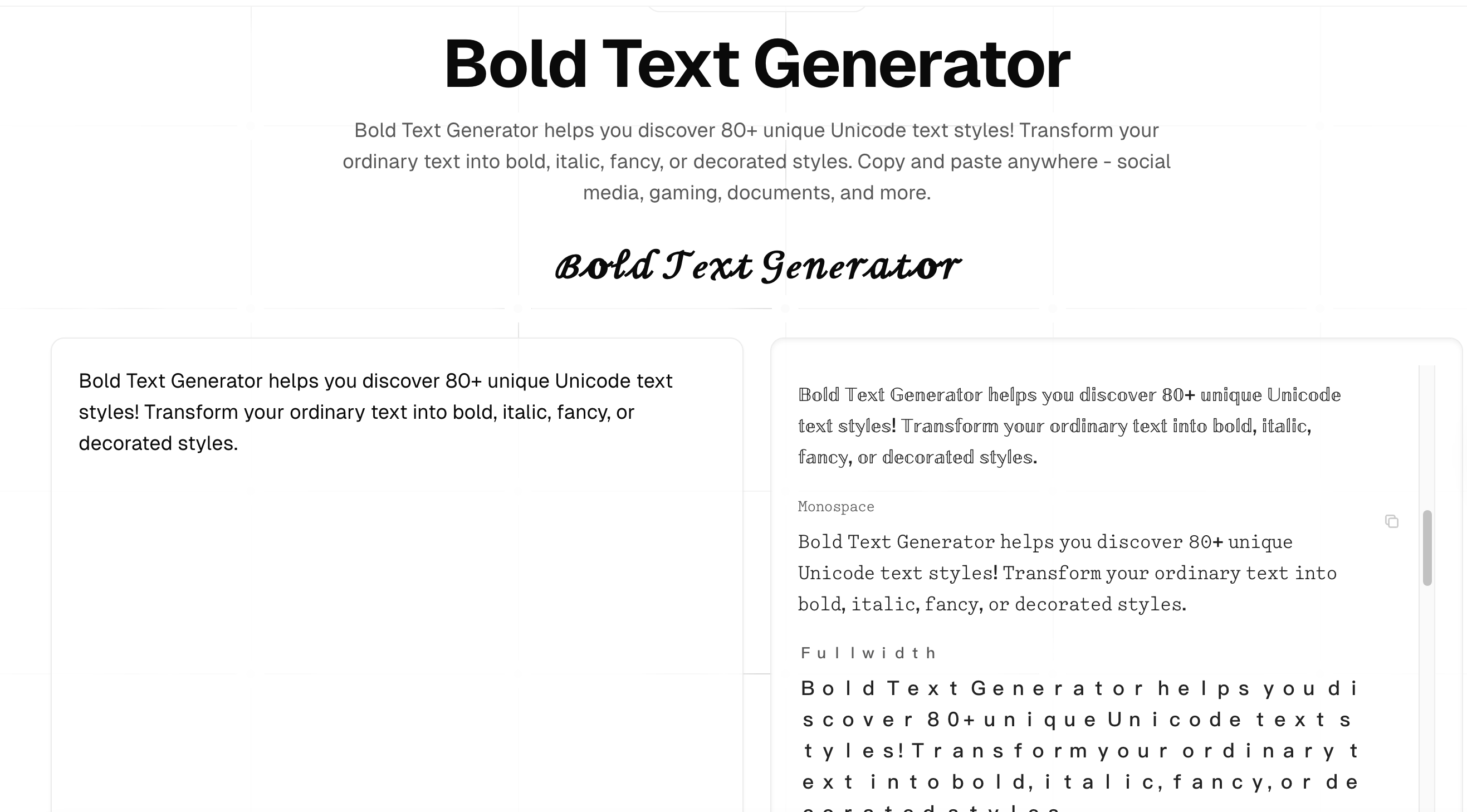 bold text generator - Main product screenshot demonstrating key features and user interface