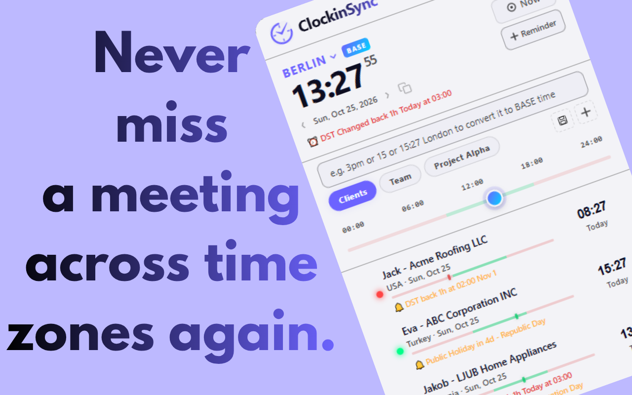ClockinSync - Smart Timezone Extension gallery image