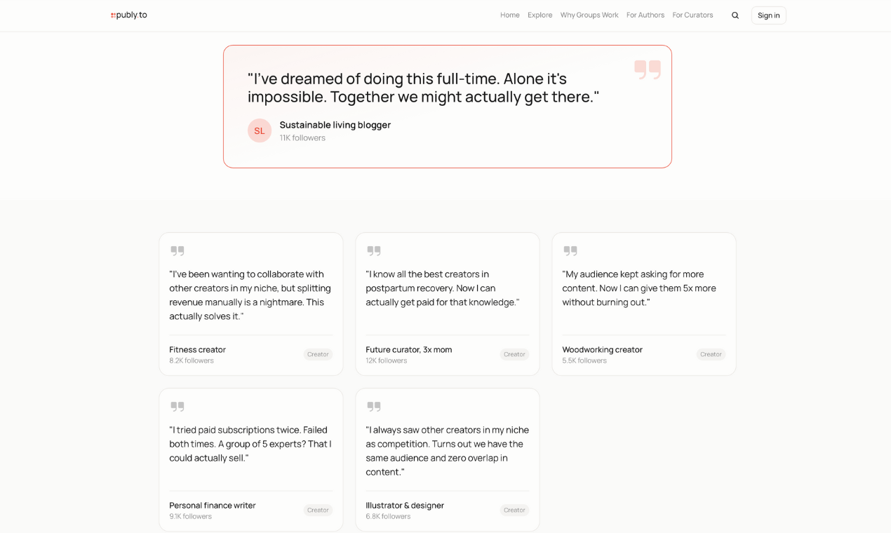 publy.to — Group Creator Subscriptions - Screenshot 3 showing product features and functionality