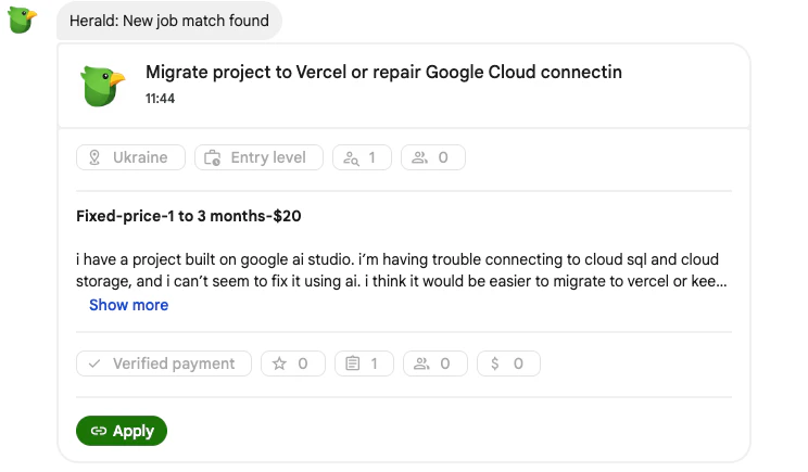 Herald for Google Chat 대표 미리보기
