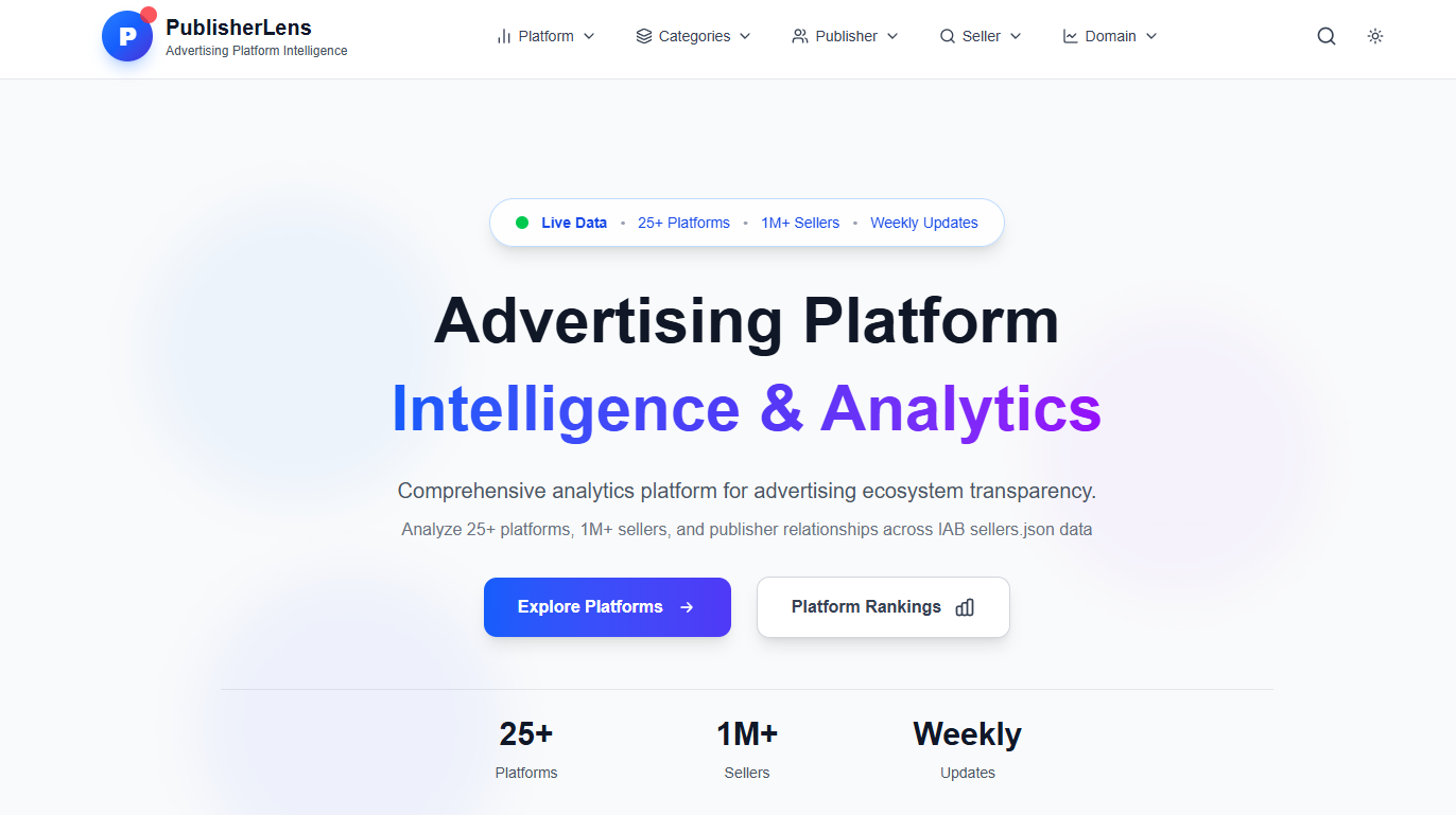 PublisherLens - Main screenshot showing features and interface