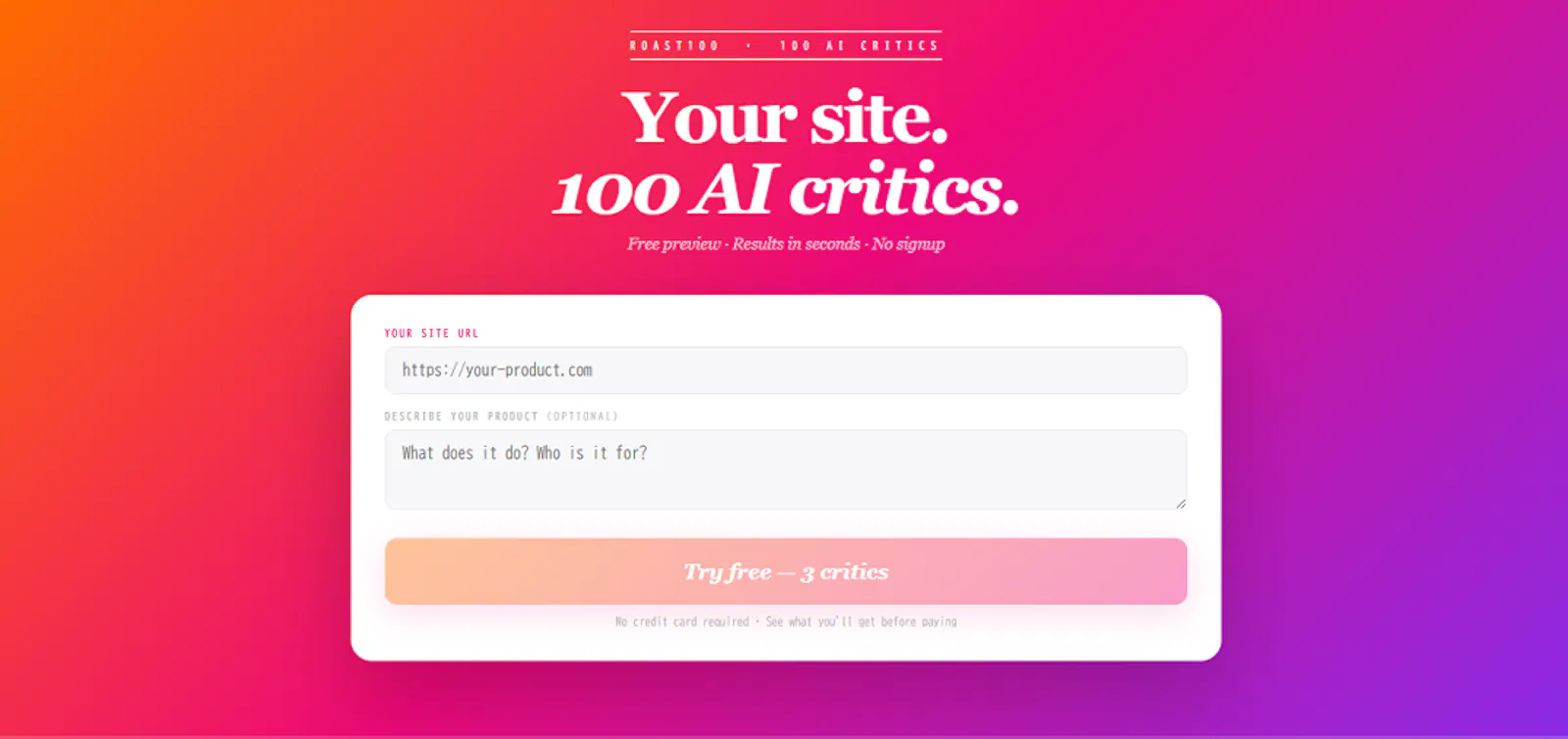 Roast100 screenshot 1