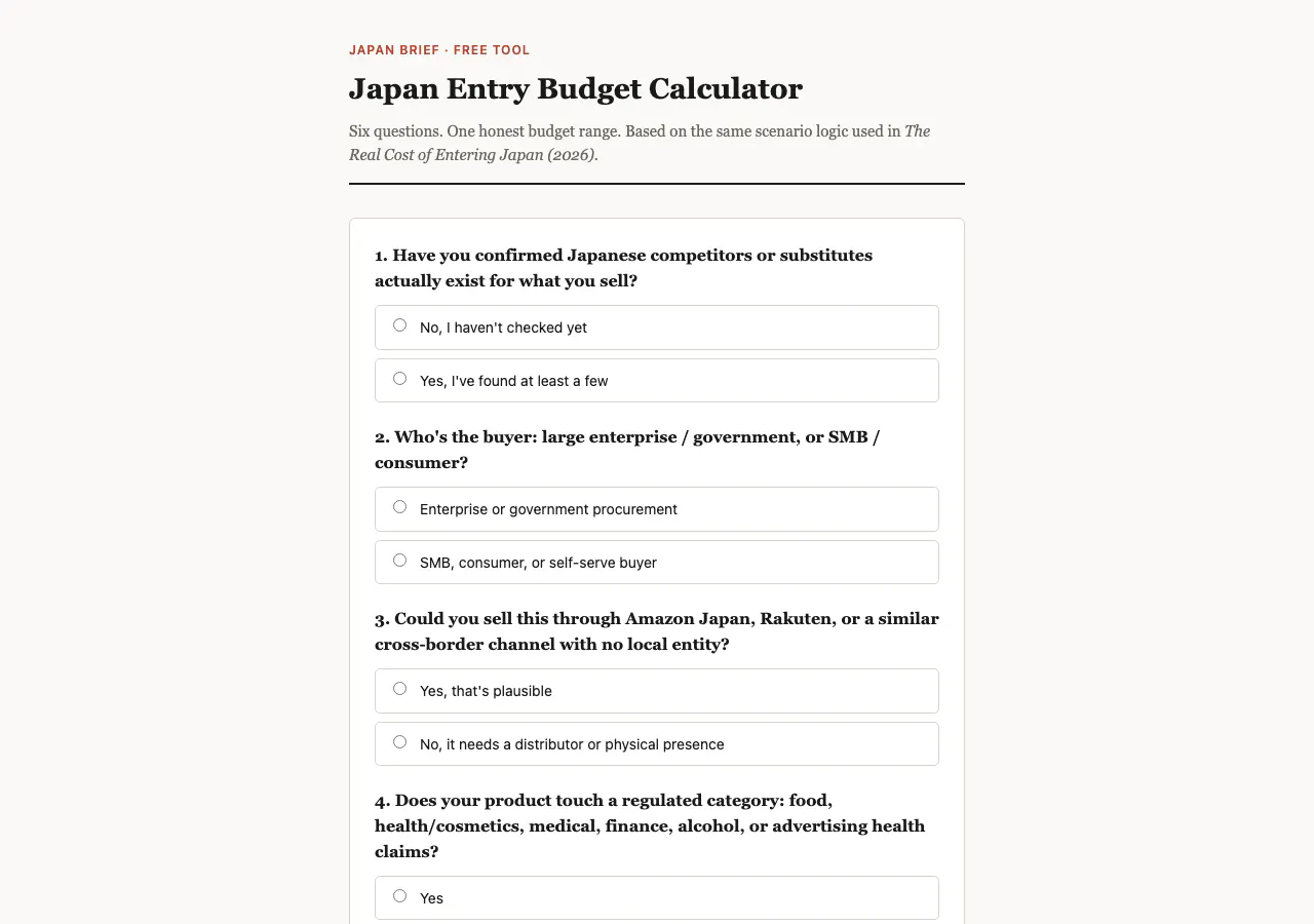 Japan Entry Budget Calculator gallery image