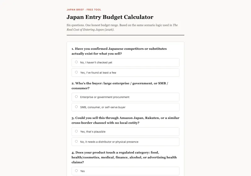 Japan Entry Budget Calculator screenshot 1