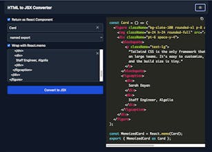 HTML to JSX Converter gallery image