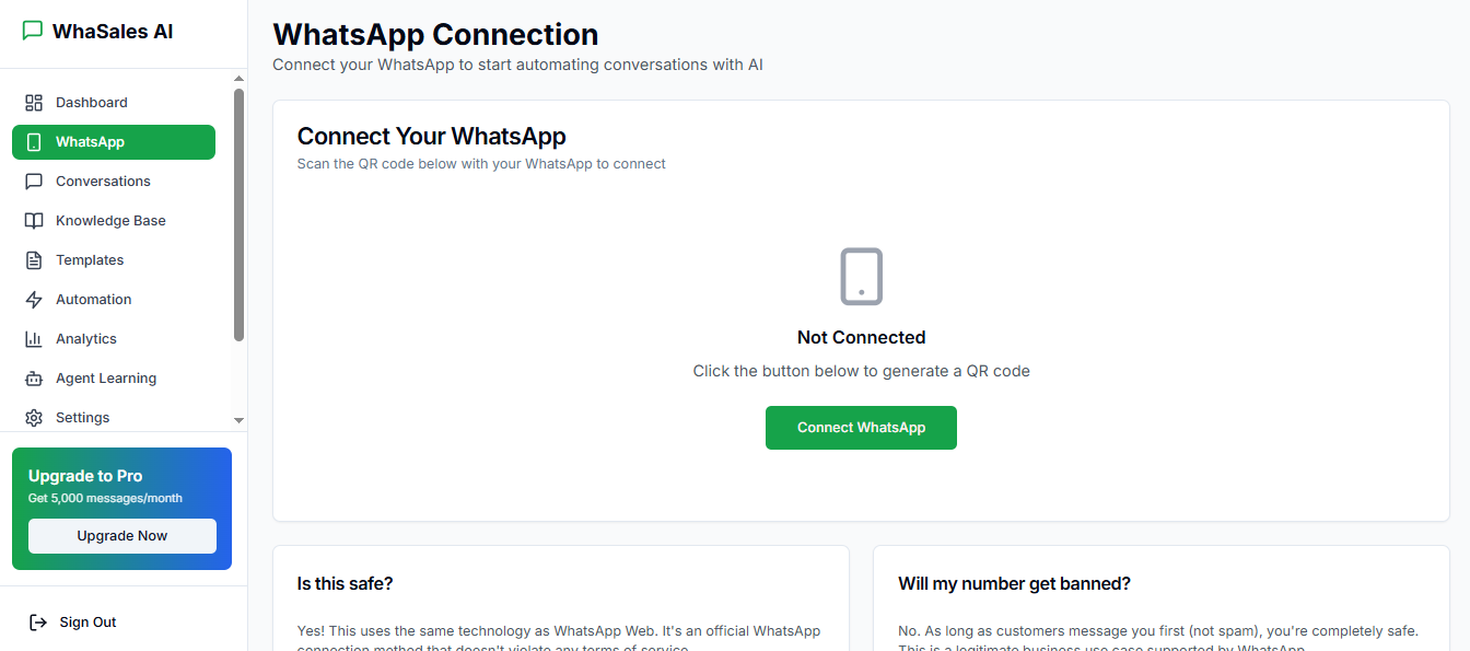 WhaSales AI - Screenshot 2 showing product features and functionality