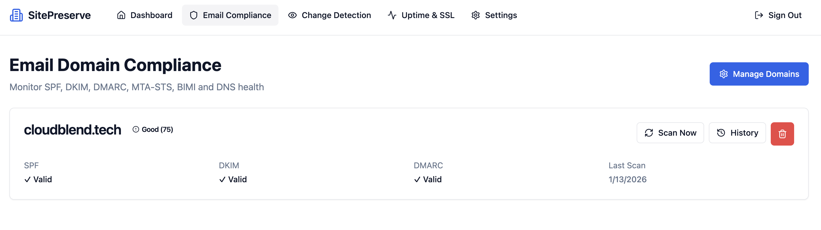 SitePreserve - Screenshot 3 showing product features and functionality