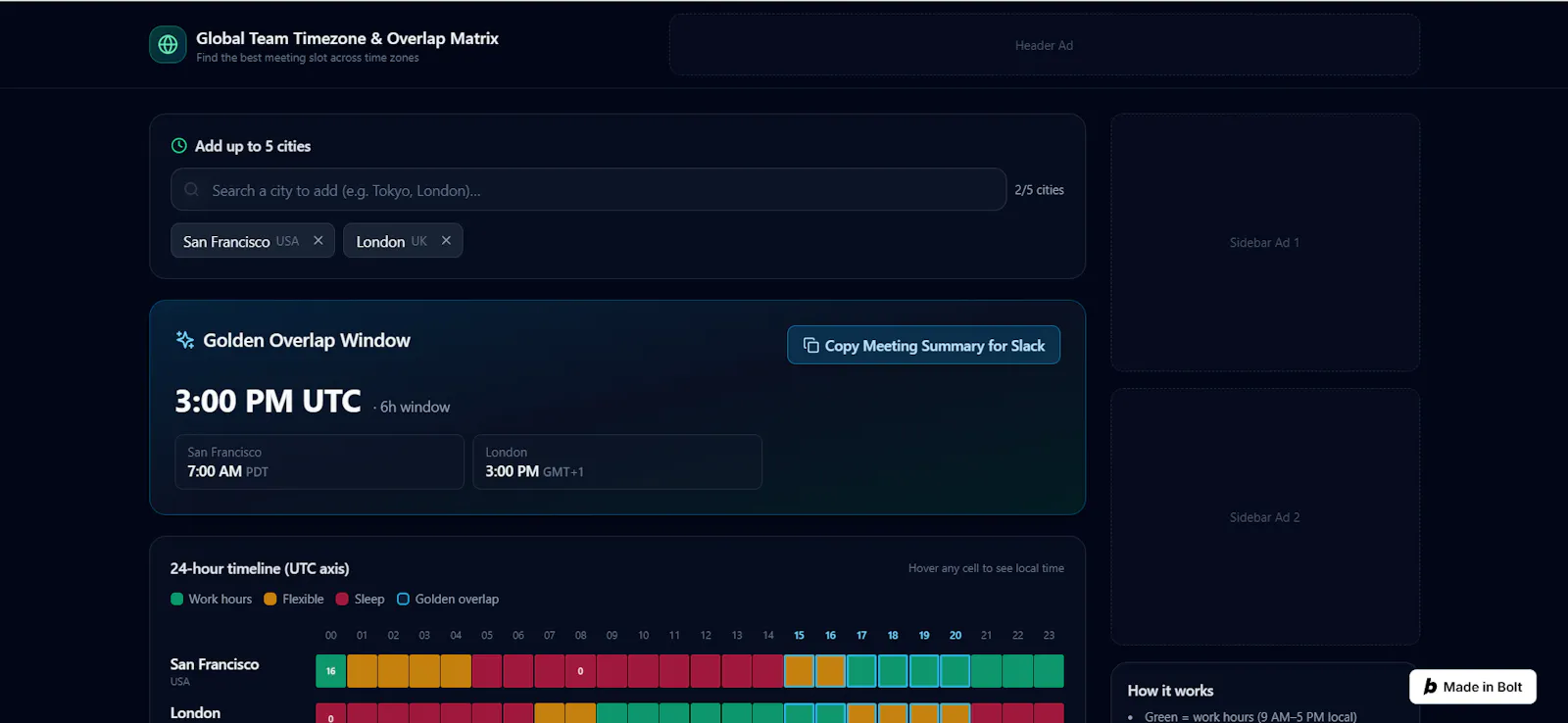 Global Timezone Matrix screenshot 1