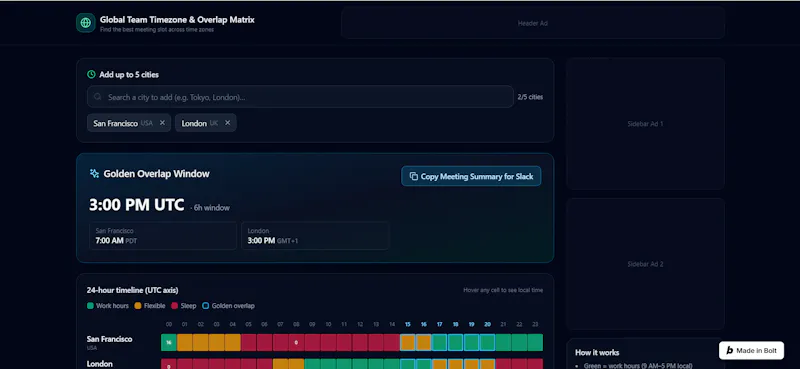 Global Timezone Matrix screenshot 1