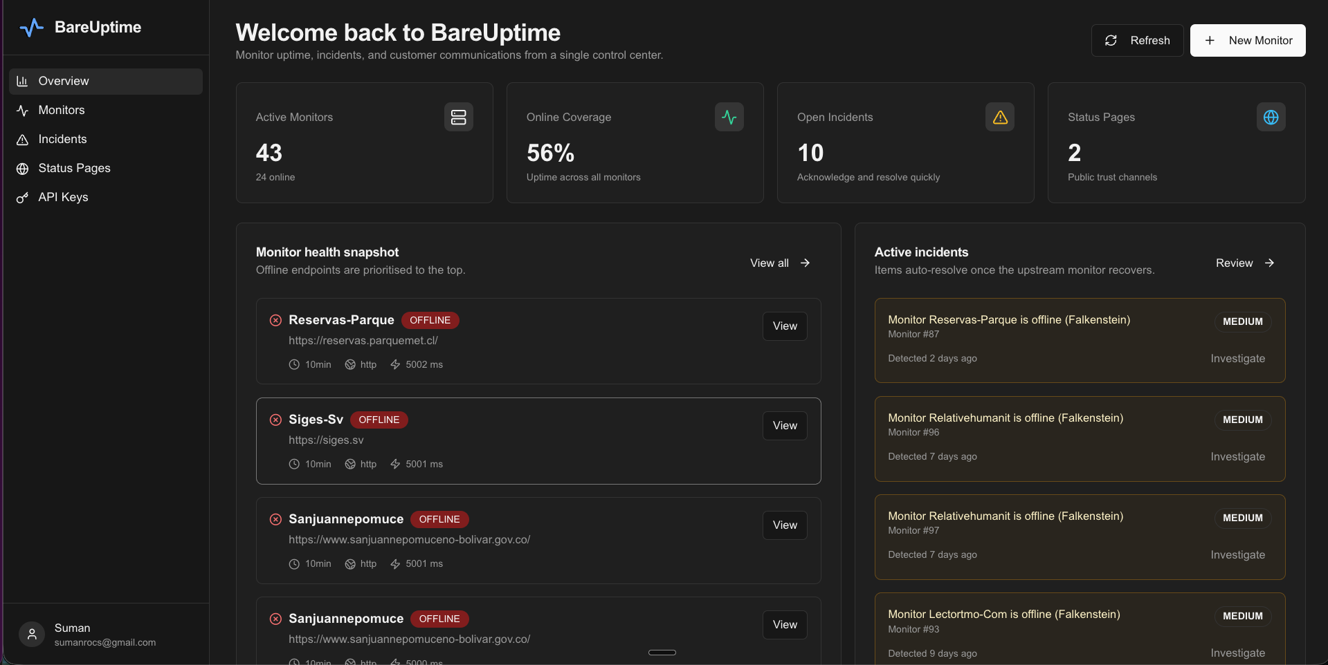BareUptime - Screenshot 4 showing product features and functionality