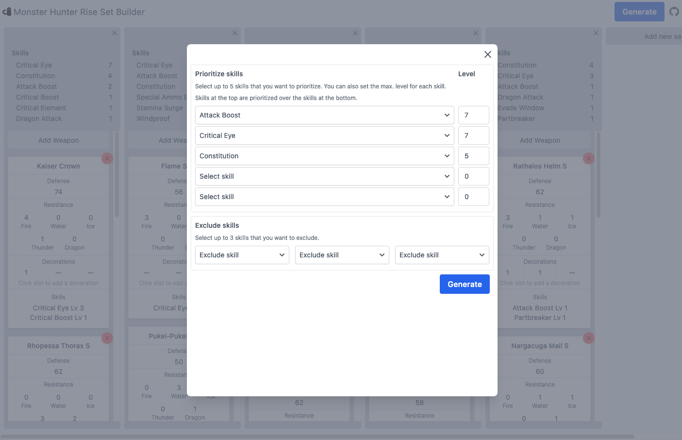 Monster Hunter Rise Set Builder gallery image