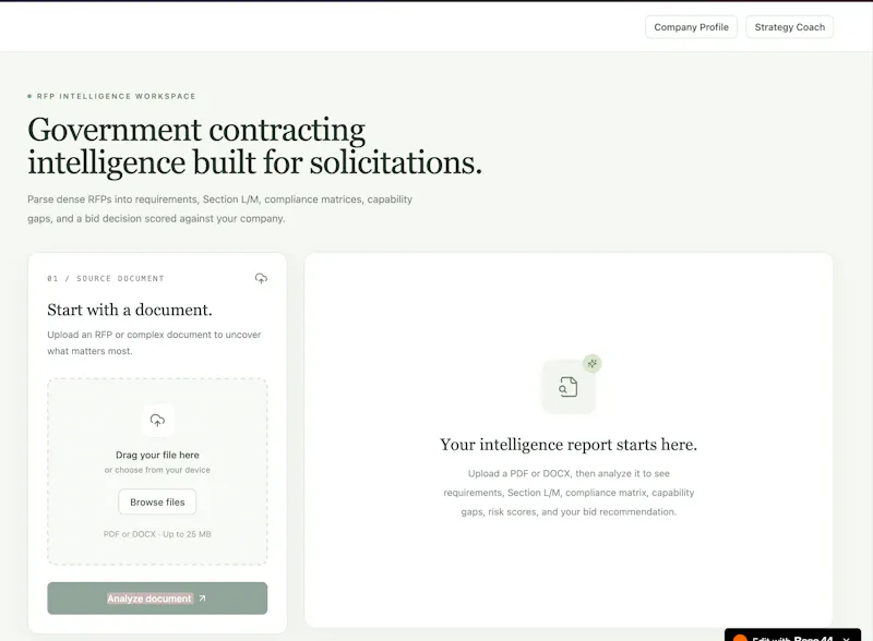  RFP Intelligence Workspace screenshot 2