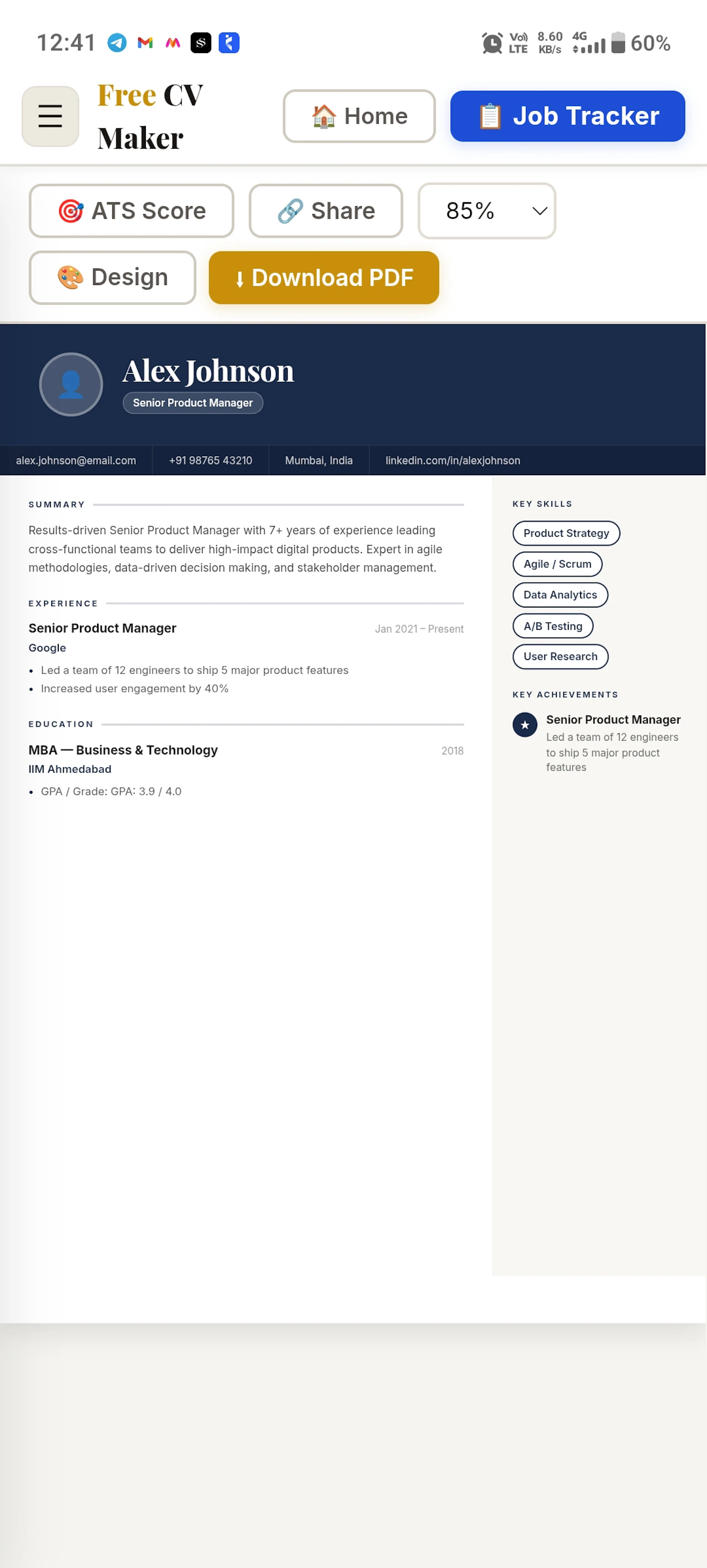 Free Professional CV Maker screenshot 4