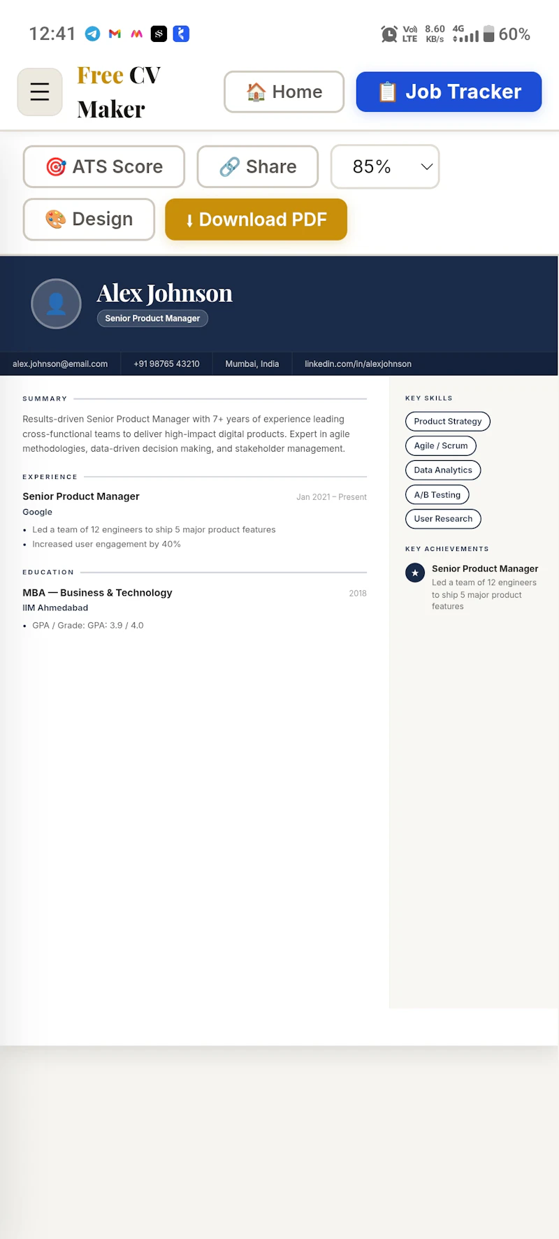 Free Professional CV Maker screenshot 4