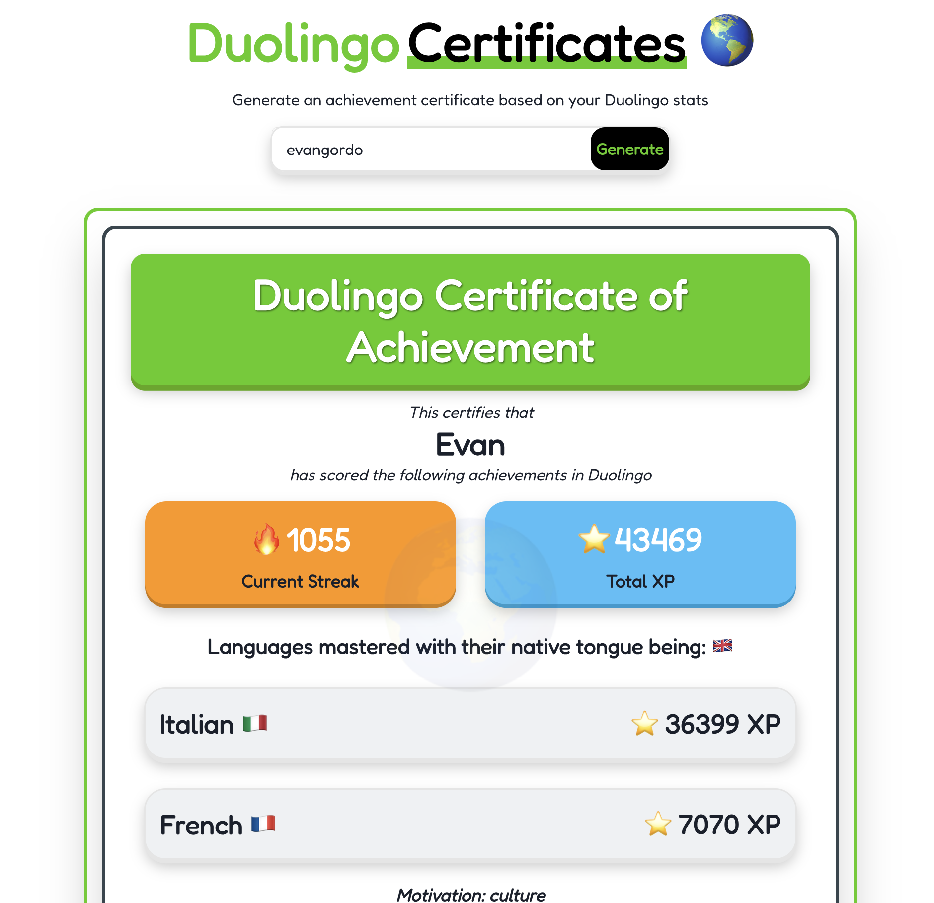 Mídia 1 de Certificados de duolingo