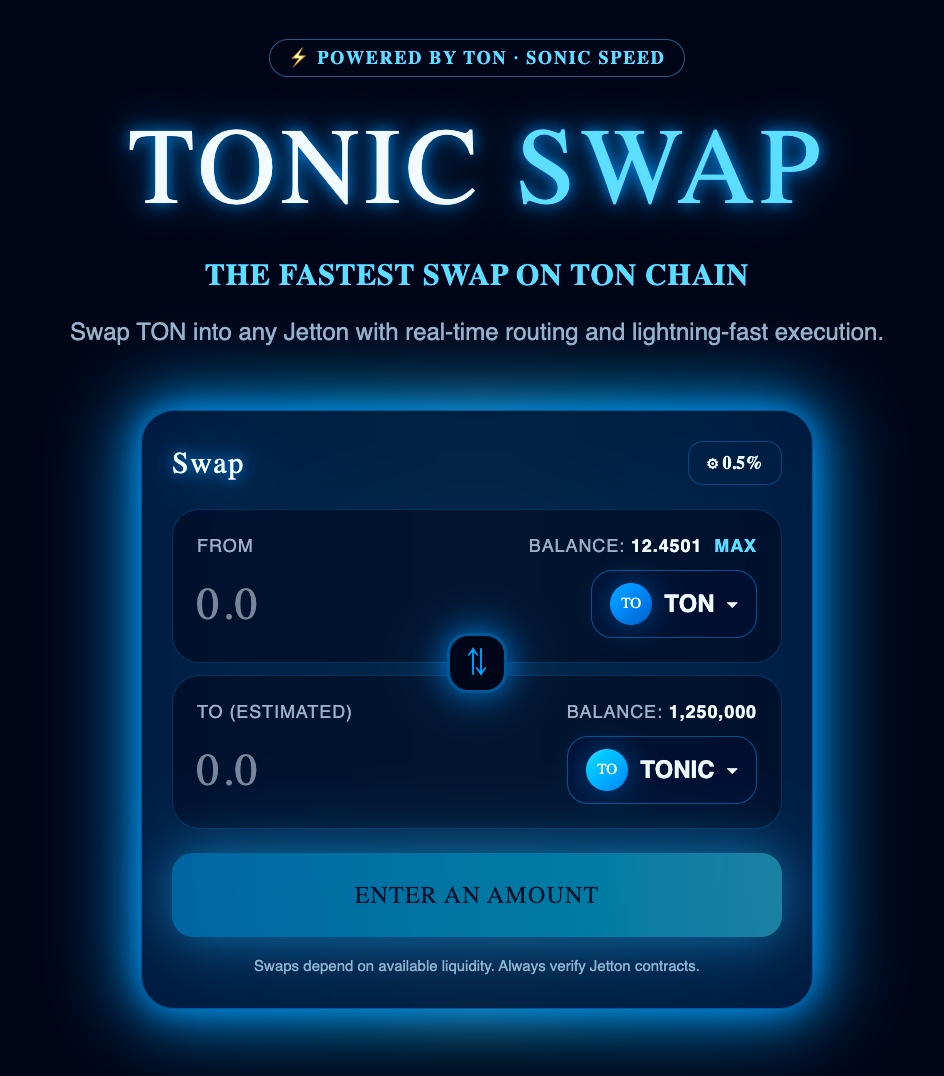 TONIC Swap — The Fastest Swap on TON gallery image