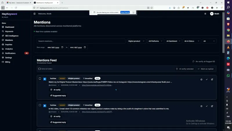 HeyKeyword screenshot 1 (video preview)