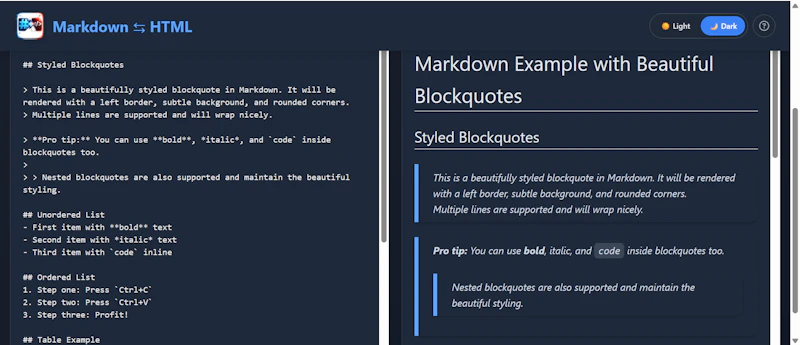 Markdown to HTML  screenshot 3