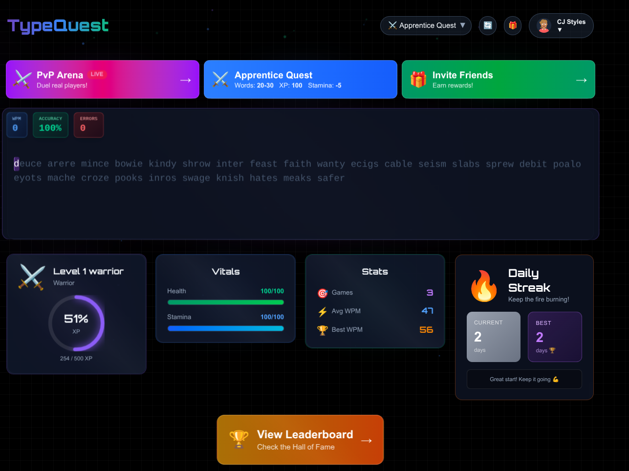 TypeQuest - Screenshot 4 showing product features and functionality