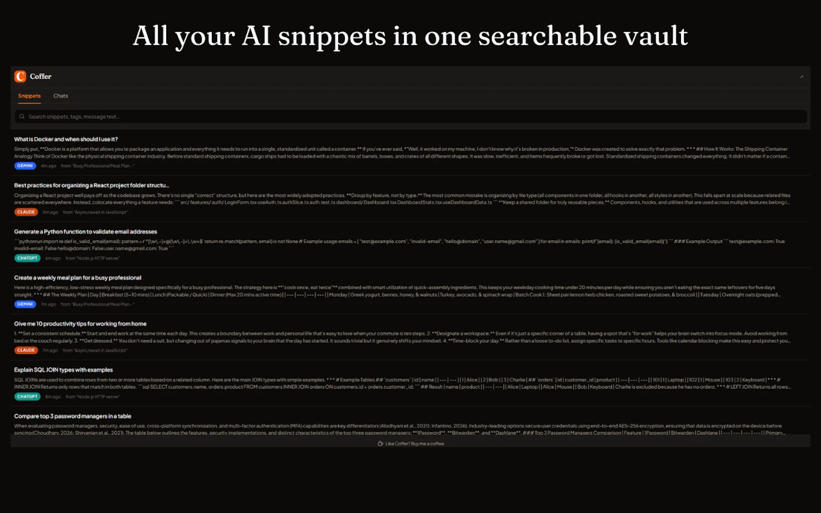 Coffer screenshot 2