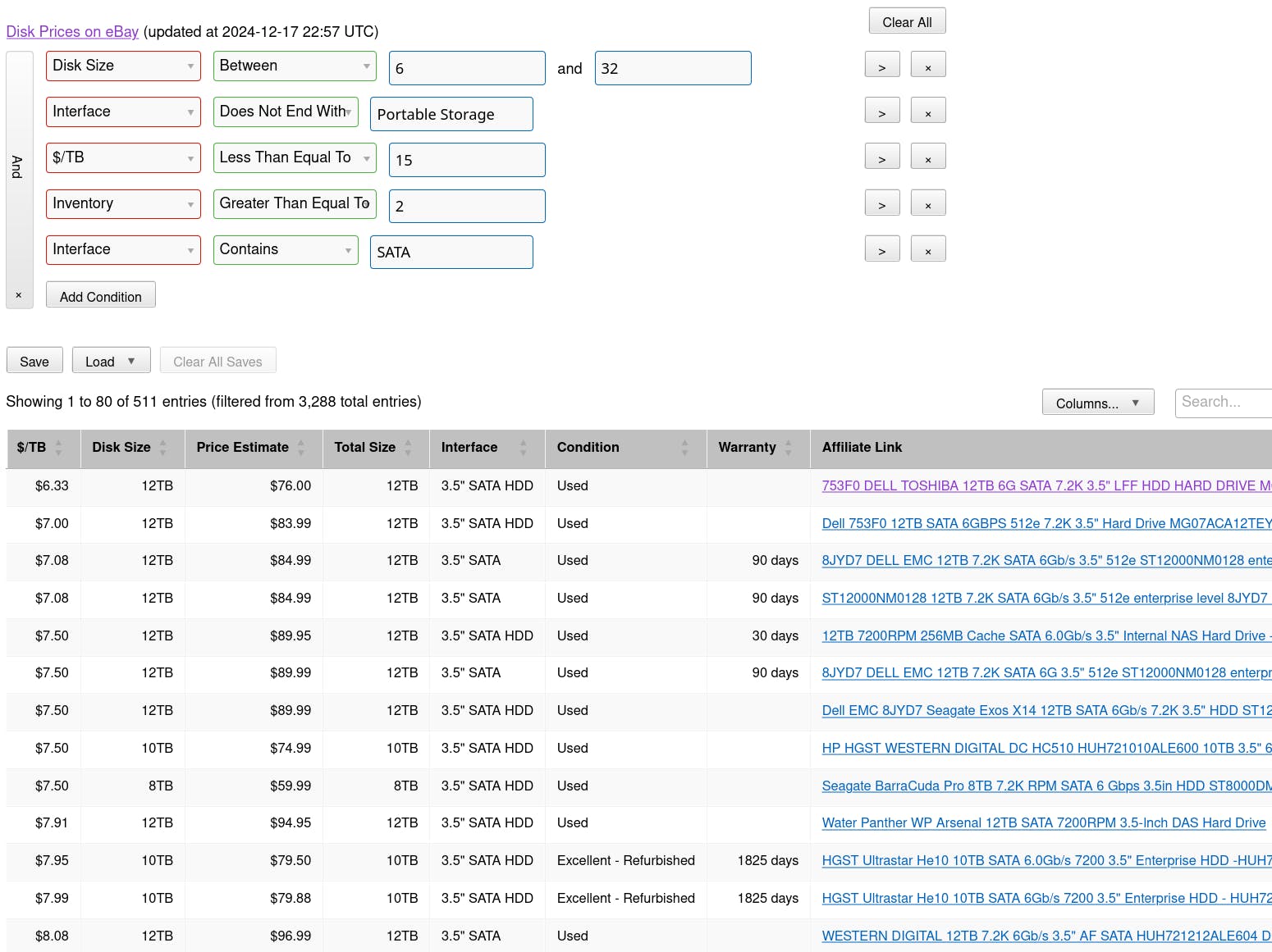 Disk Prices on eBay media 1