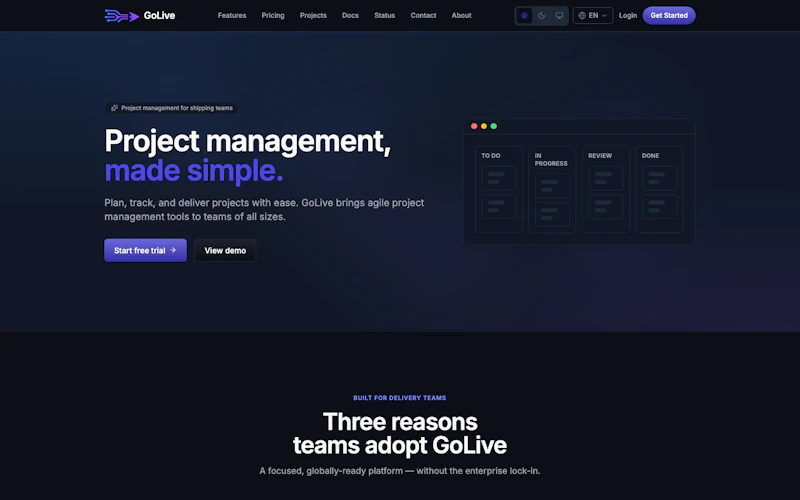 GoLive screenshot 1