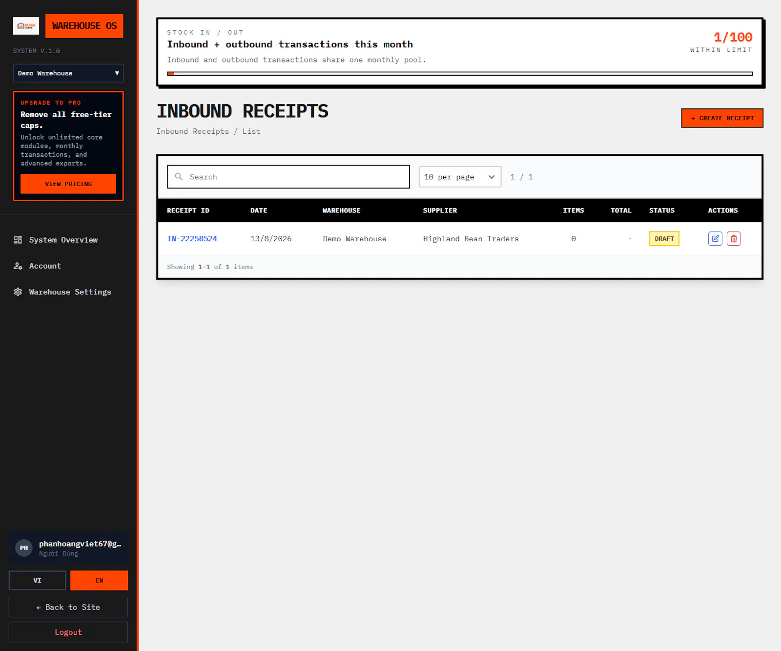 Warehouse OS screenshot 3