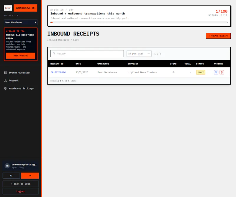 Warehouse OS screenshot 3