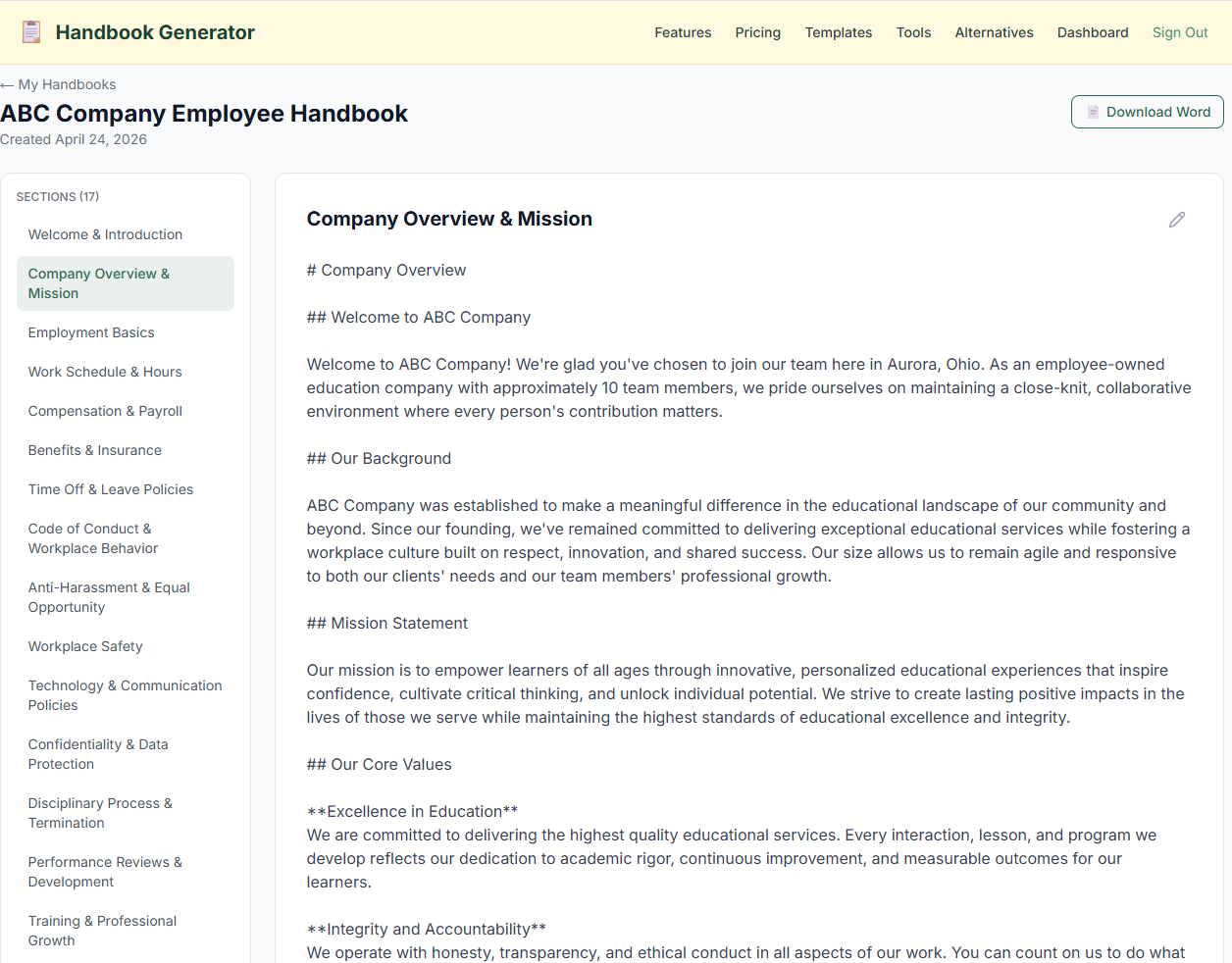 Employee Handbook Generator gallery image