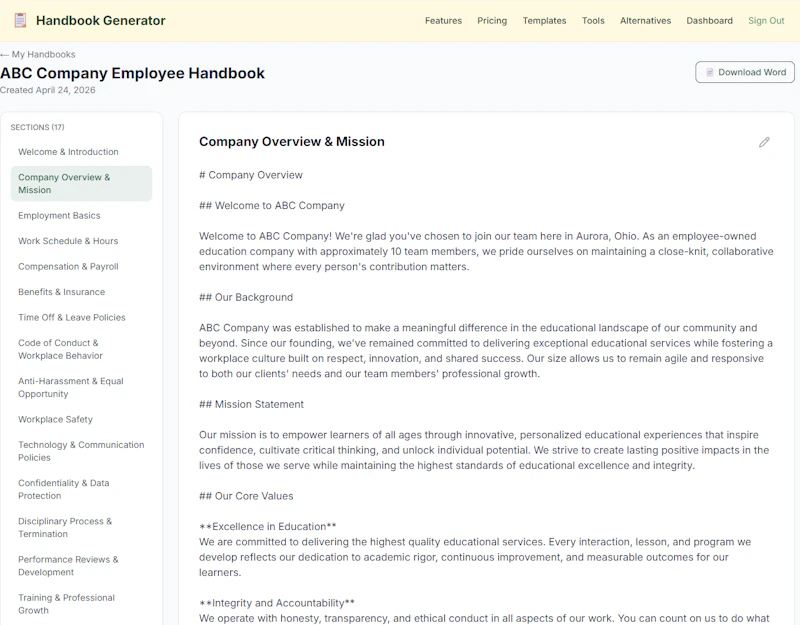 Employee Handbook Generator screenshot 7