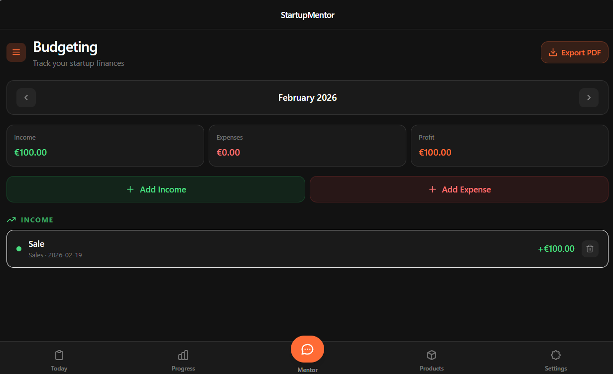 StartupMentor - Screenshot 4 showing product features and functionality