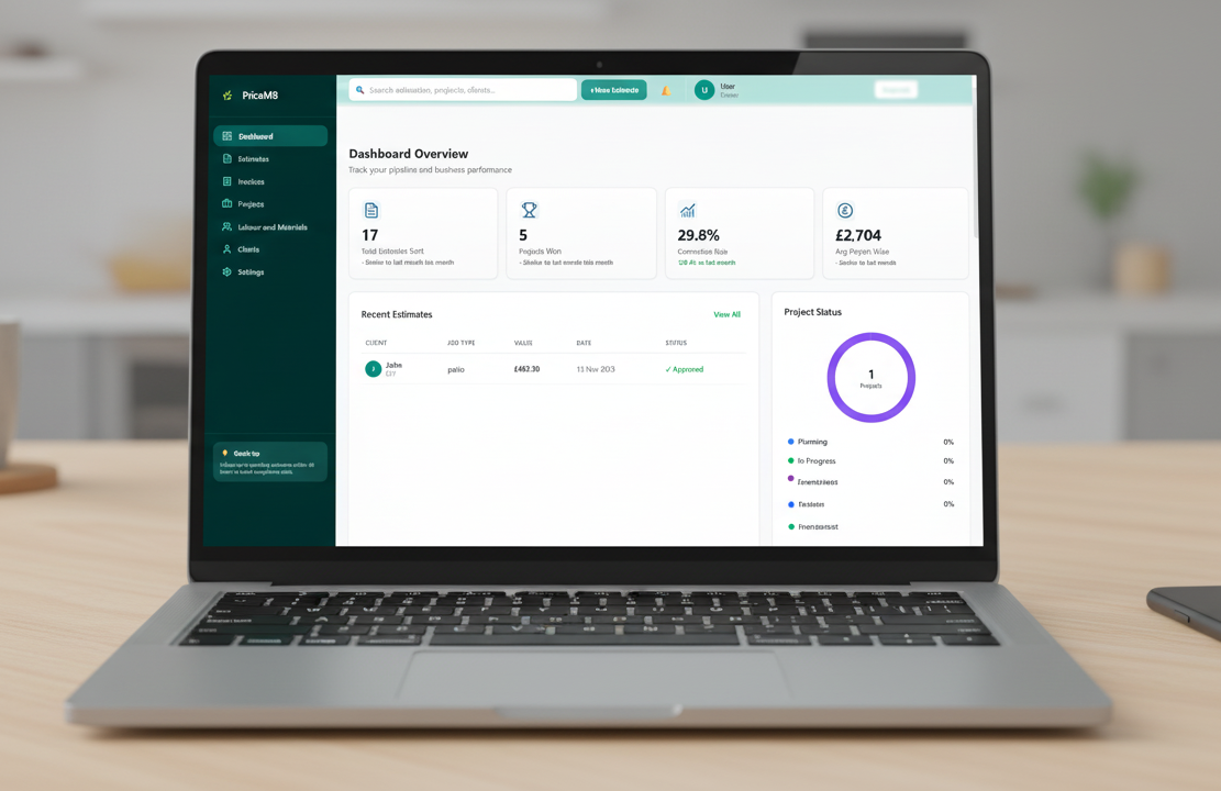 PriceM8 - Main product screenshot demonstrating key features and user interface