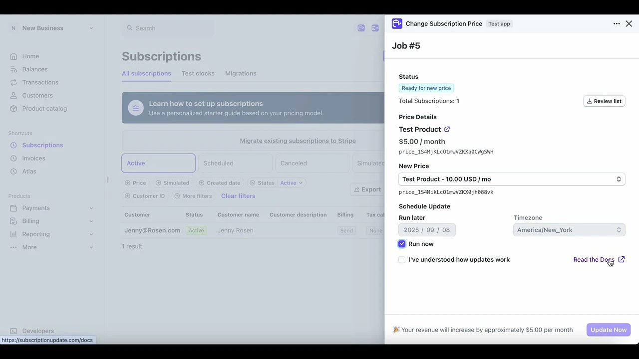 startuptile Subscription Price Changer for Stripe-Update the price of your stripe subscriptions without code 