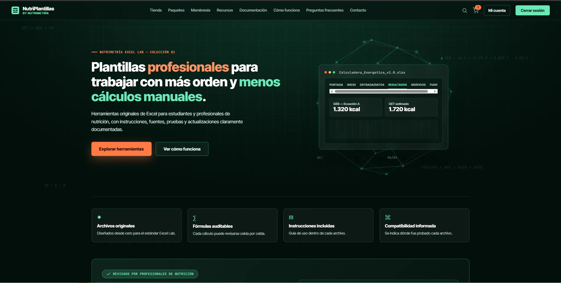 NUTRIMETRÍA --- Herramientas de excel screenshot
