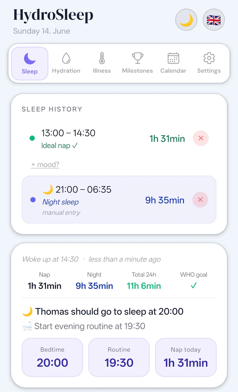 HydroSleep — Baby Tracker screenshot 2