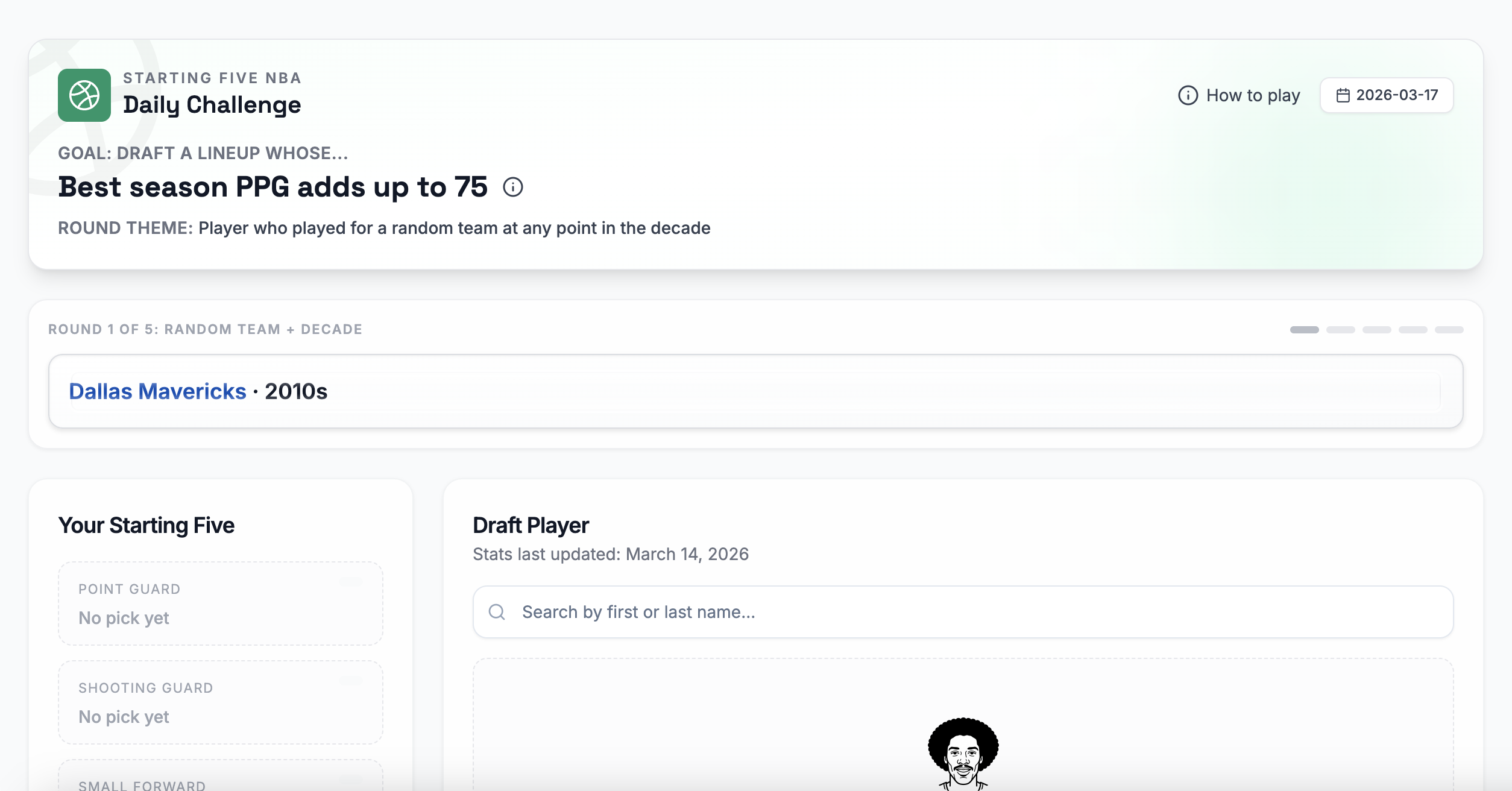 Daily NBA Draft Challenges - Screenshot 2 showing product features and functionality