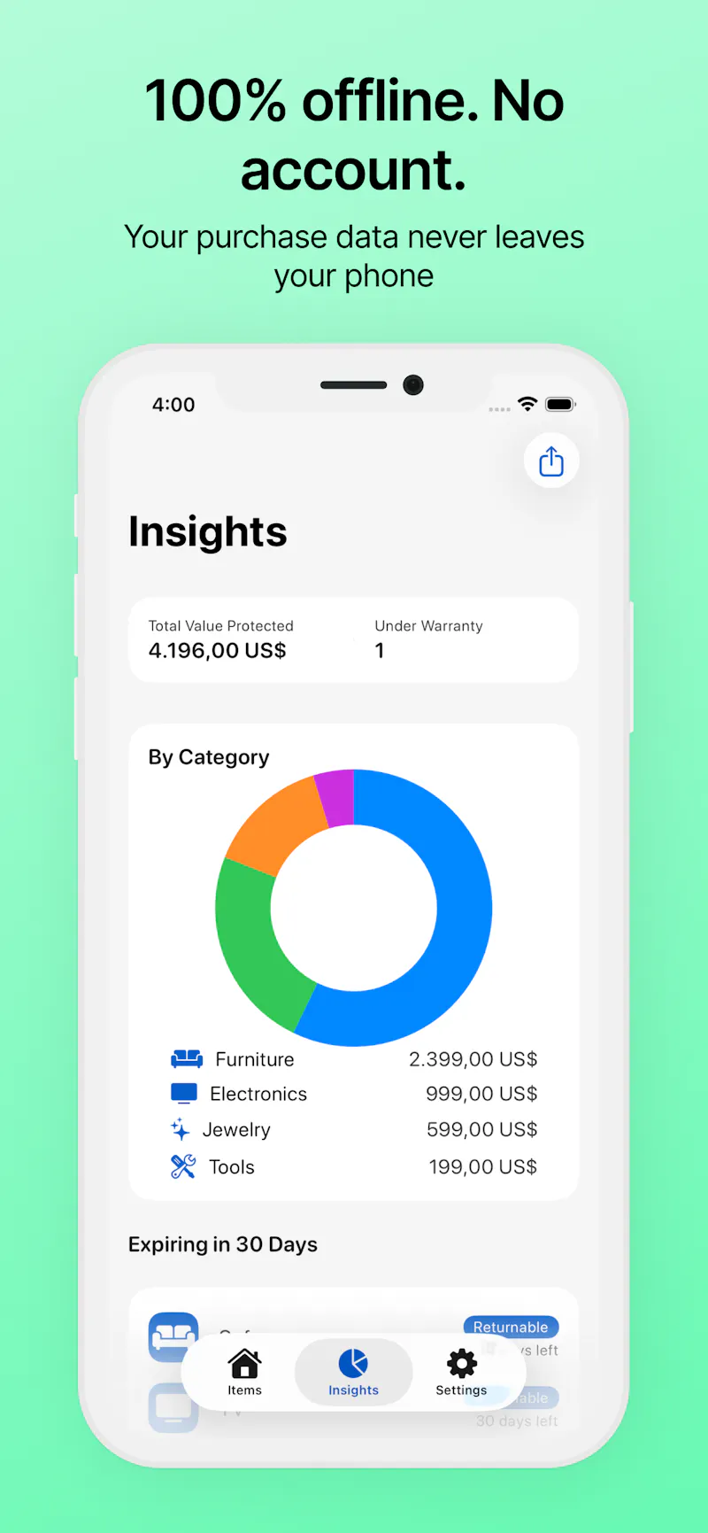 Warranti screenshot 3