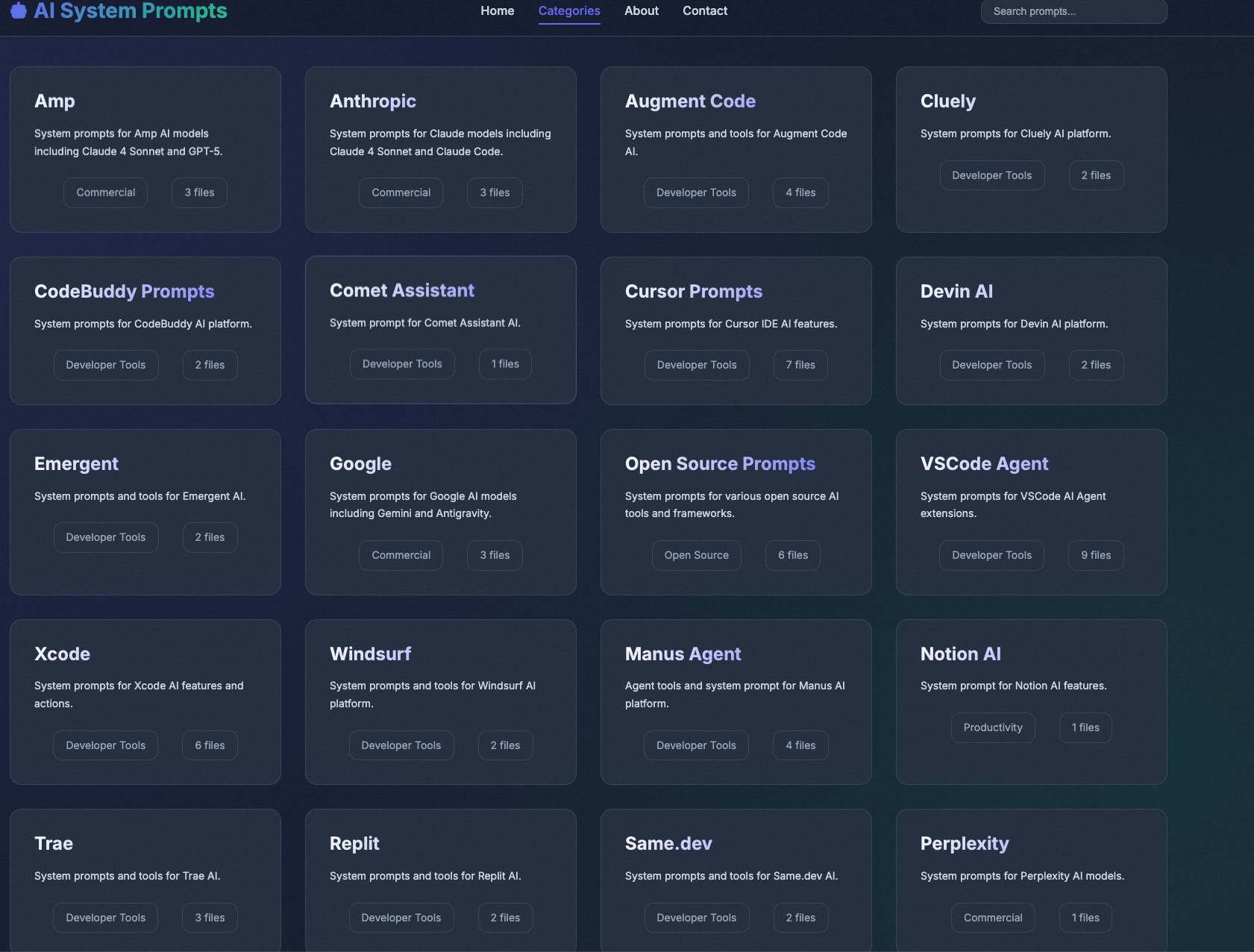 ai-system-prompts - Main product screenshot demonstrating key features and user interface