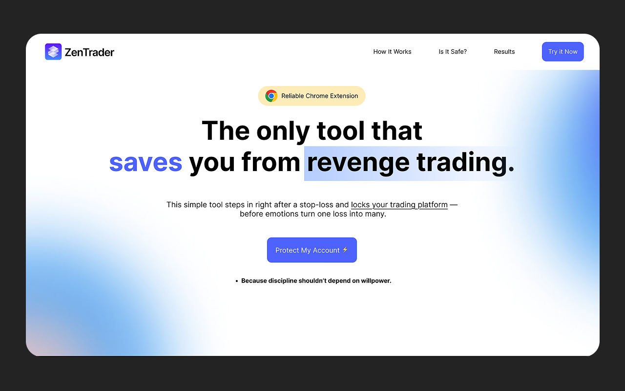 ZenTrader - Main product screenshot demonstrating key features and user interface