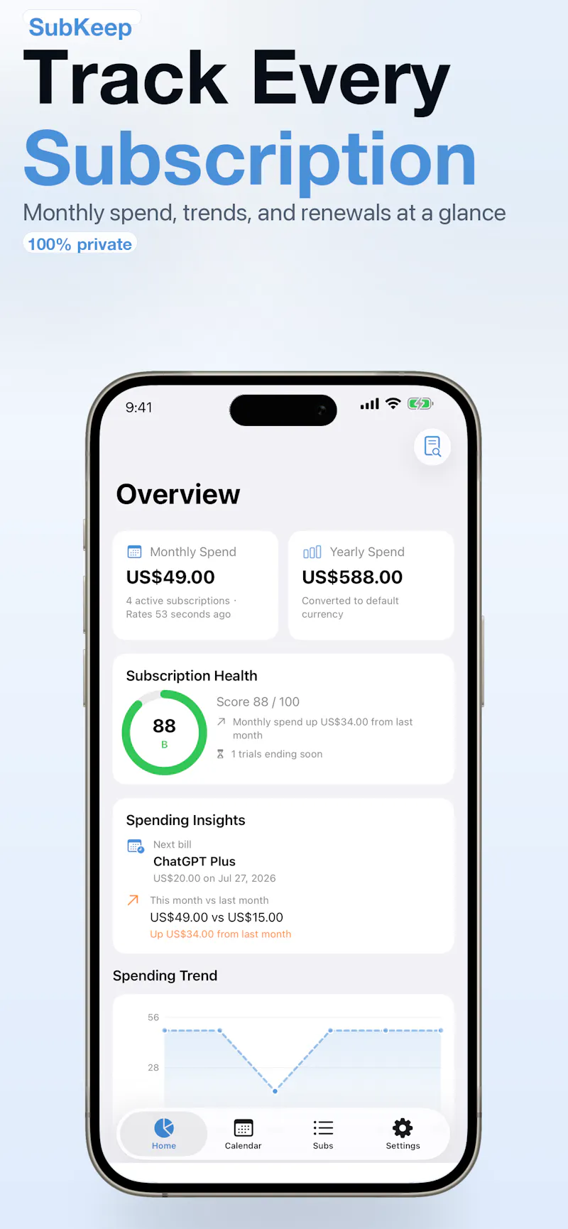 SubKeep screenshot 1