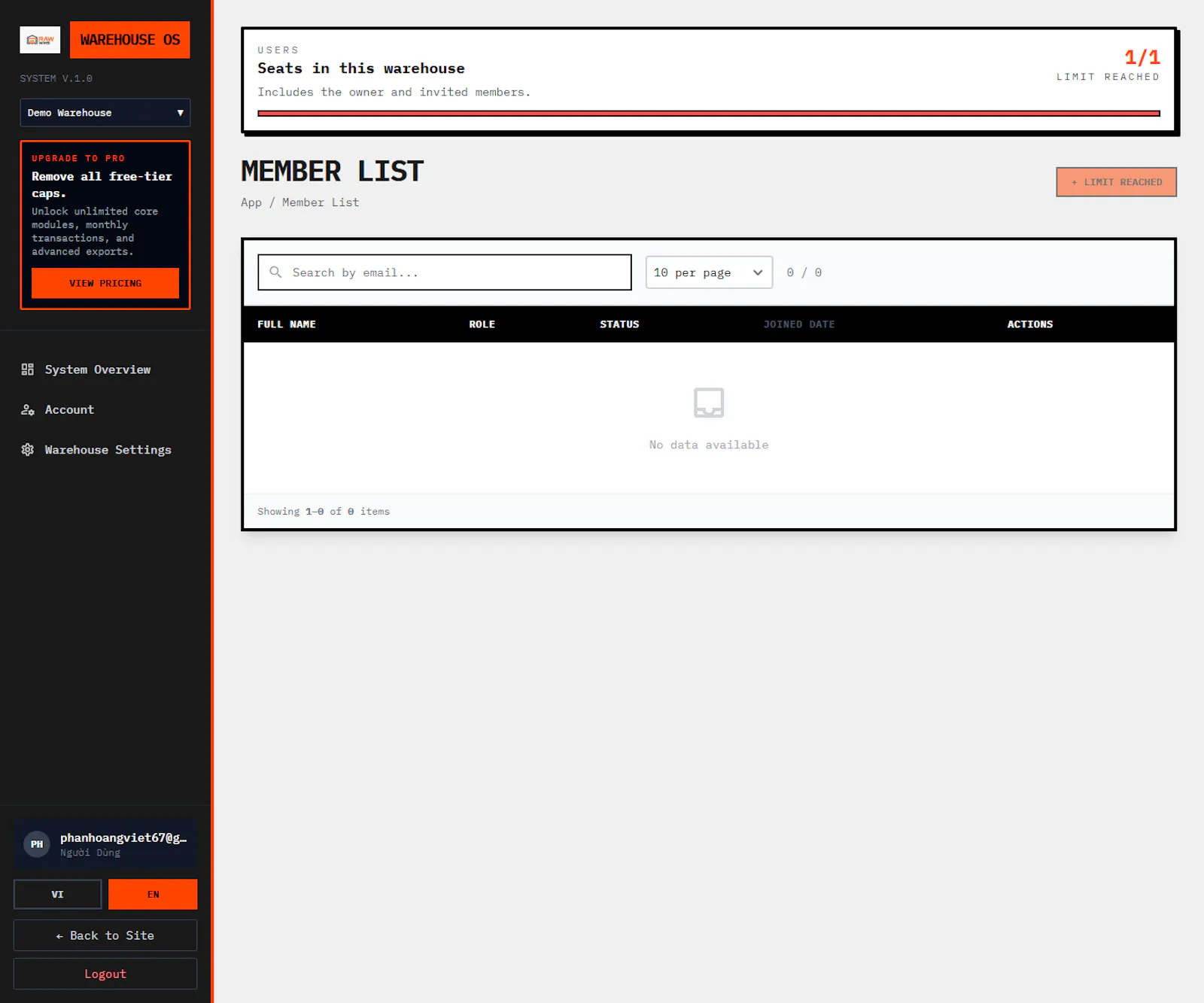 Warehouse OS screenshot 4