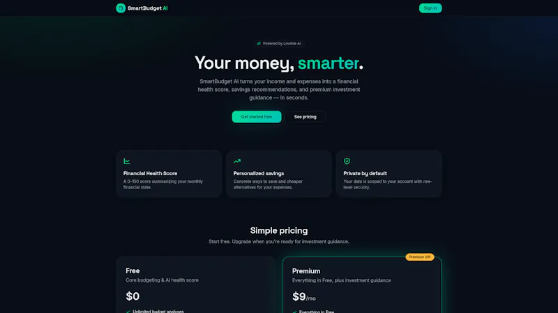 SmartBudget AI screenshot 1