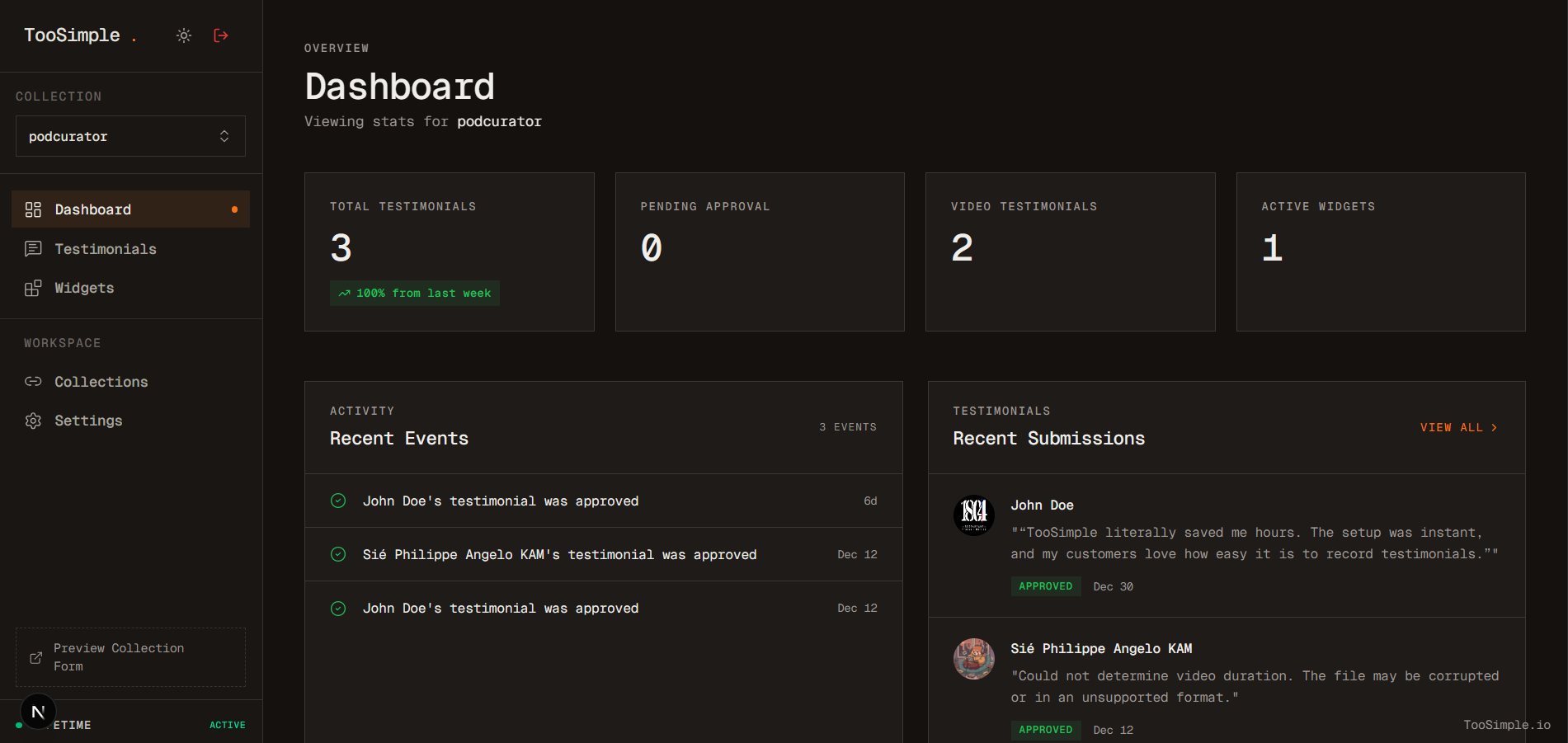 TooSimple.io - Screenshot 2 showing product features and functionality